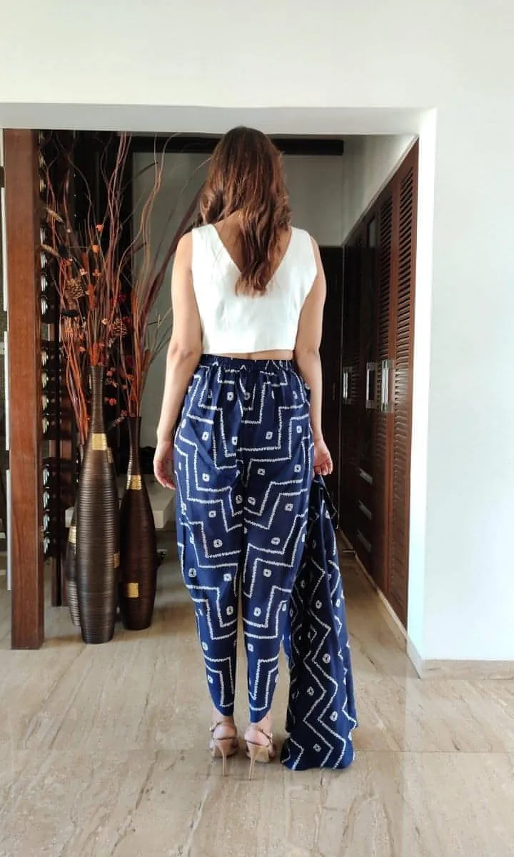 Indigo Blazer Dhoti Set