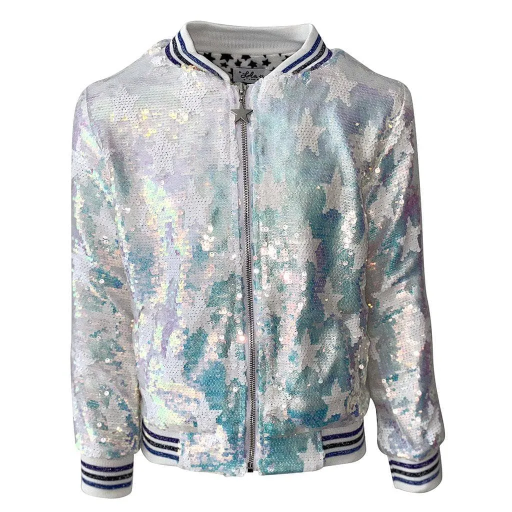 Iridescent Star Sequin Bomber