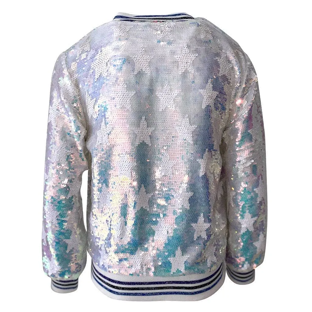 Iridescent Star Sequin Bomber