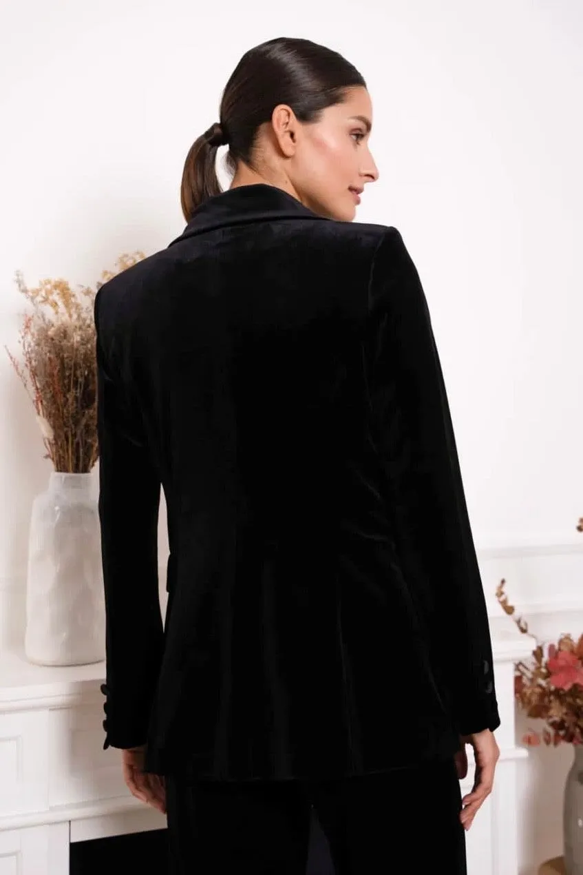 Jackie Velvet Blazer | Black