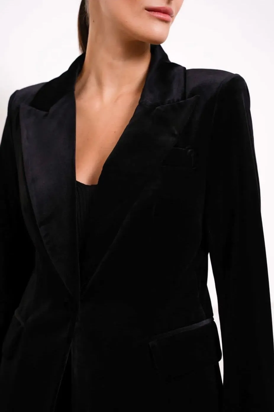 Jackie Velvet Blazer | Black