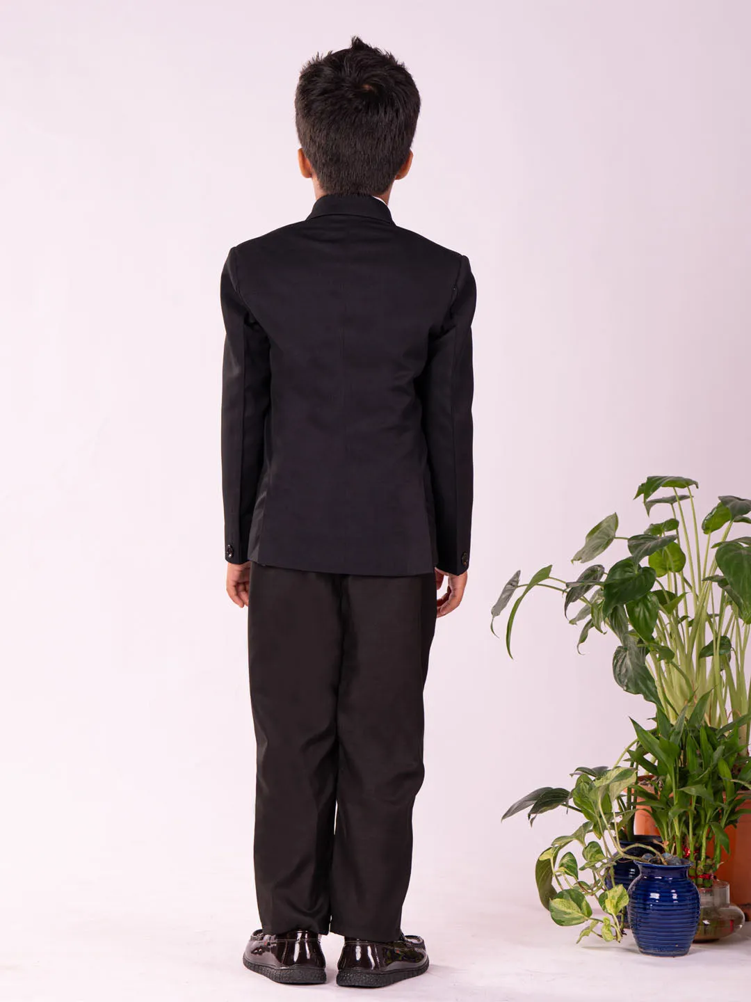 Jashvi Boys' Black Shirt Blazer And Pant