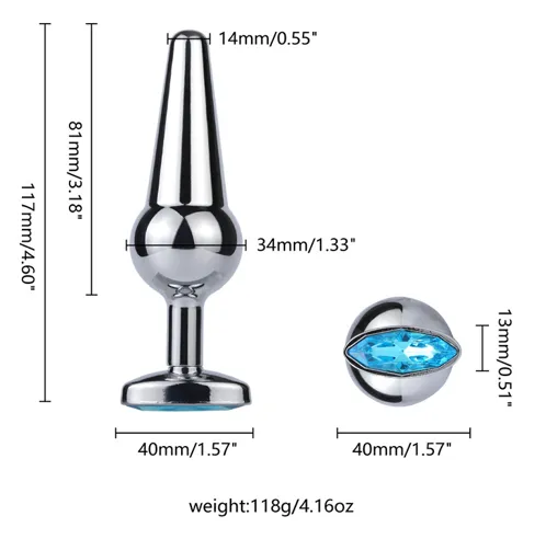 Jewelled Metal TBAR Base Butt Plug