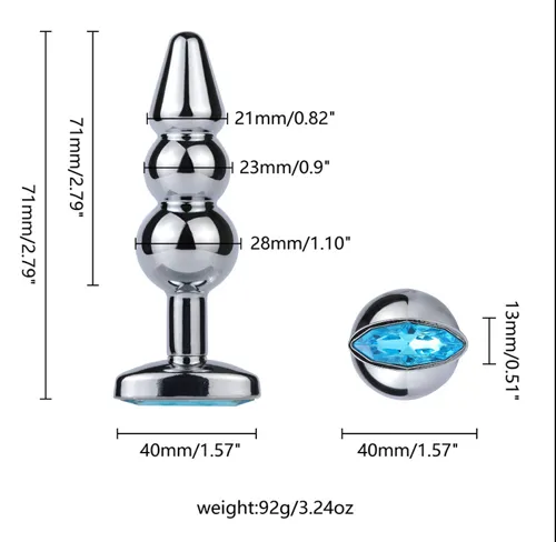 Jewelled Metal TBAR Base Butt Plug