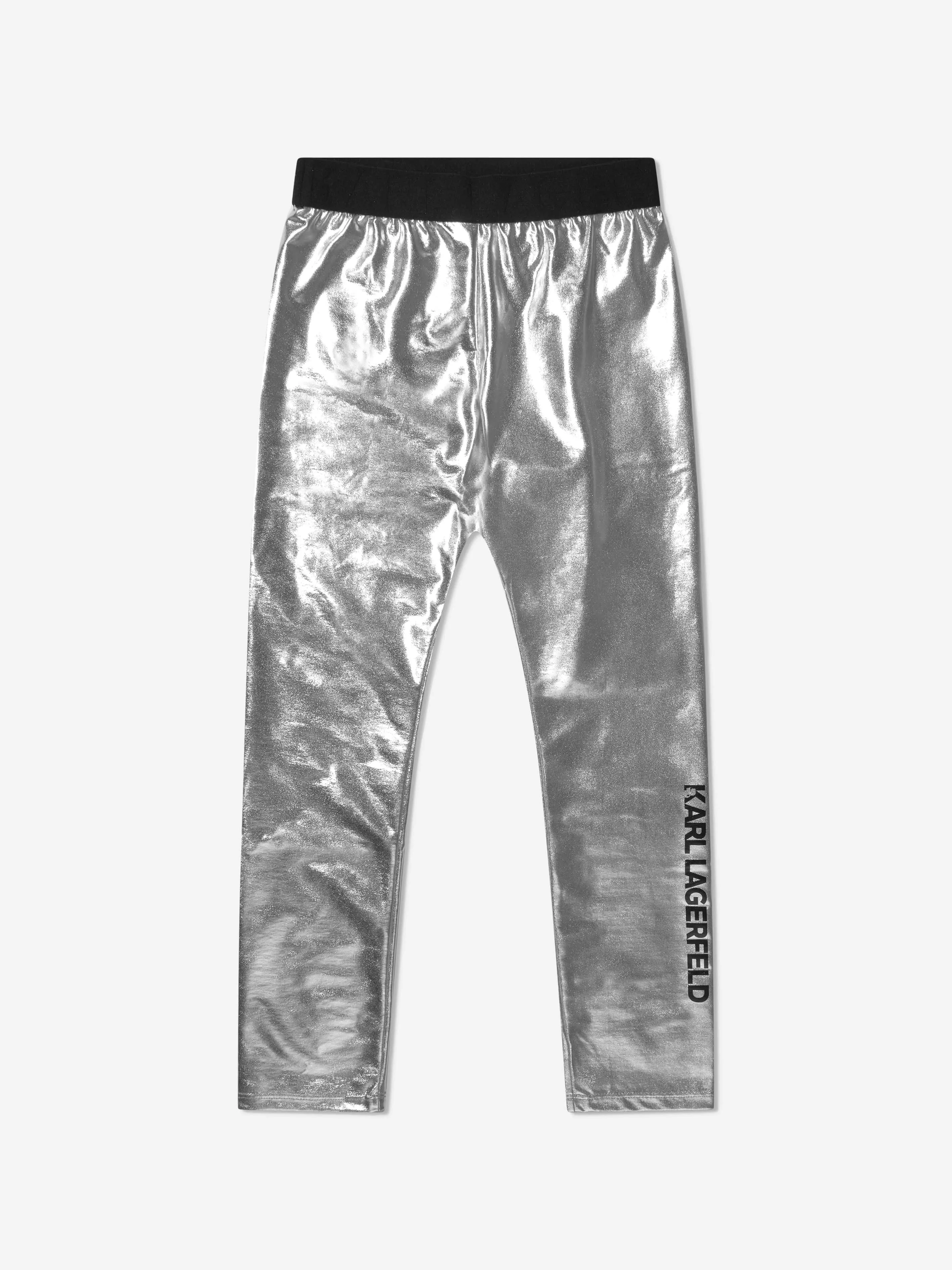 Karl Lagerfeld Girls Metallic Logo Leggings