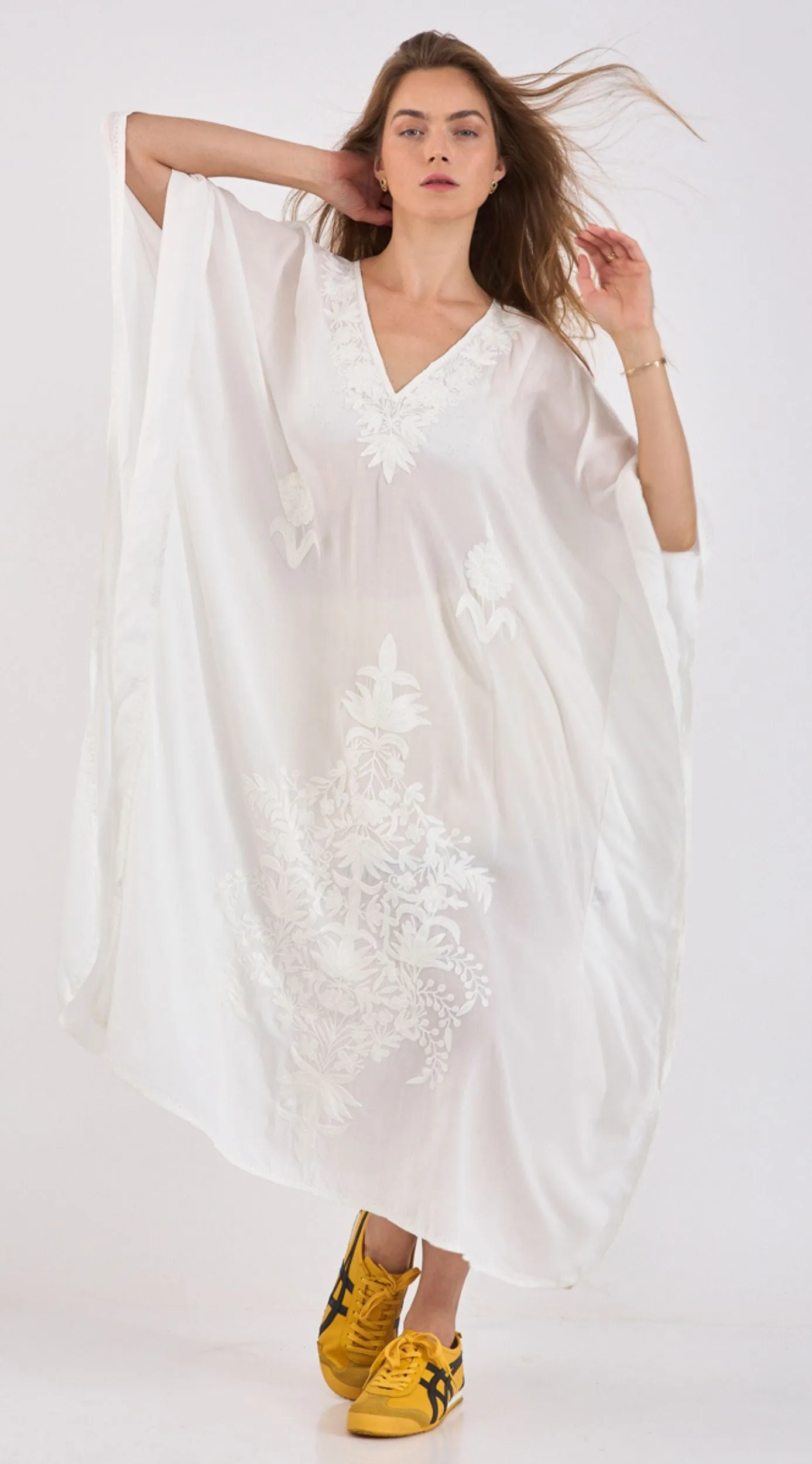 Kashmir Kaftan Dress | White