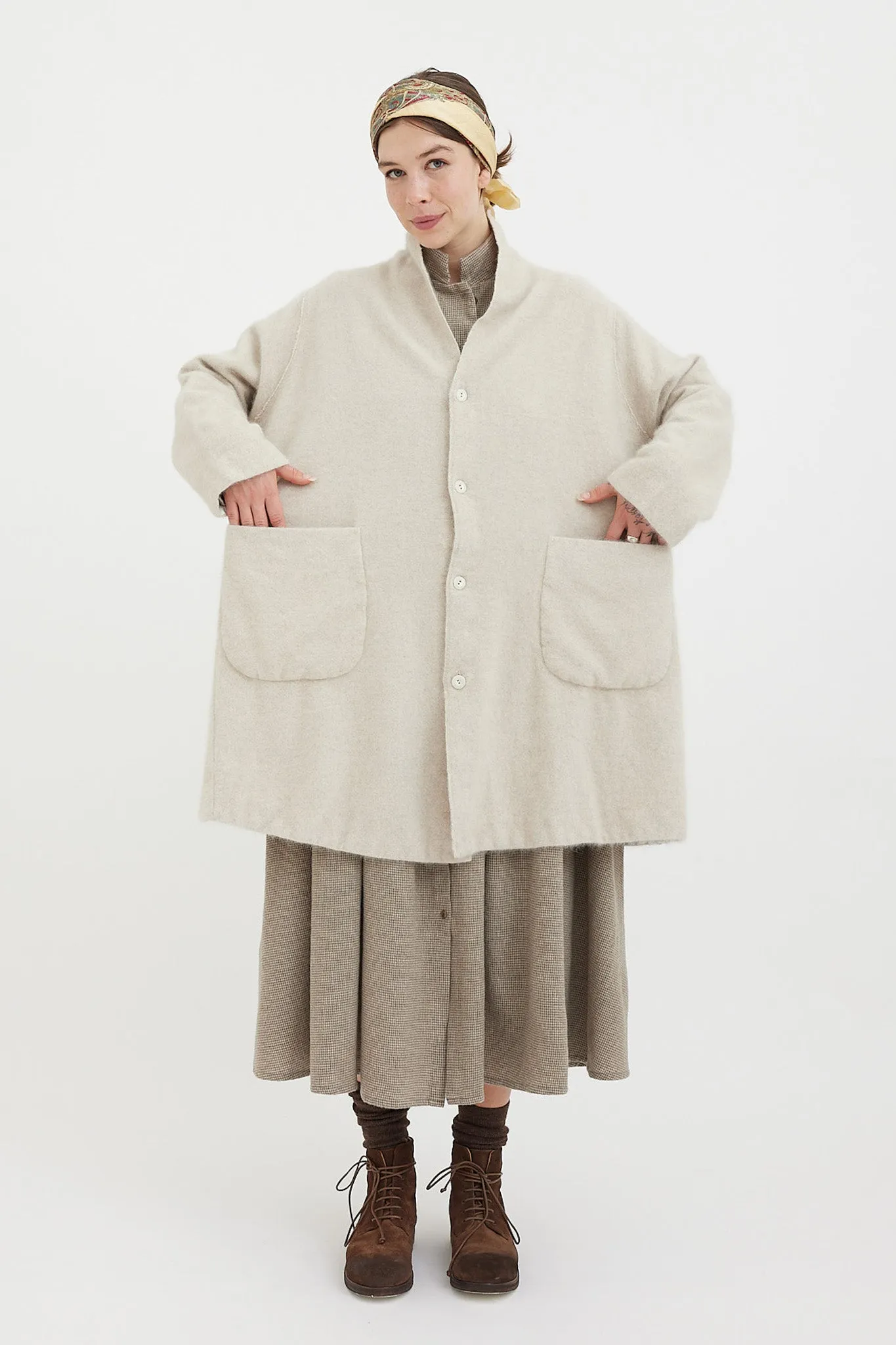 Kaval - Shawl Collar Coat - Raccoon Hand Woven