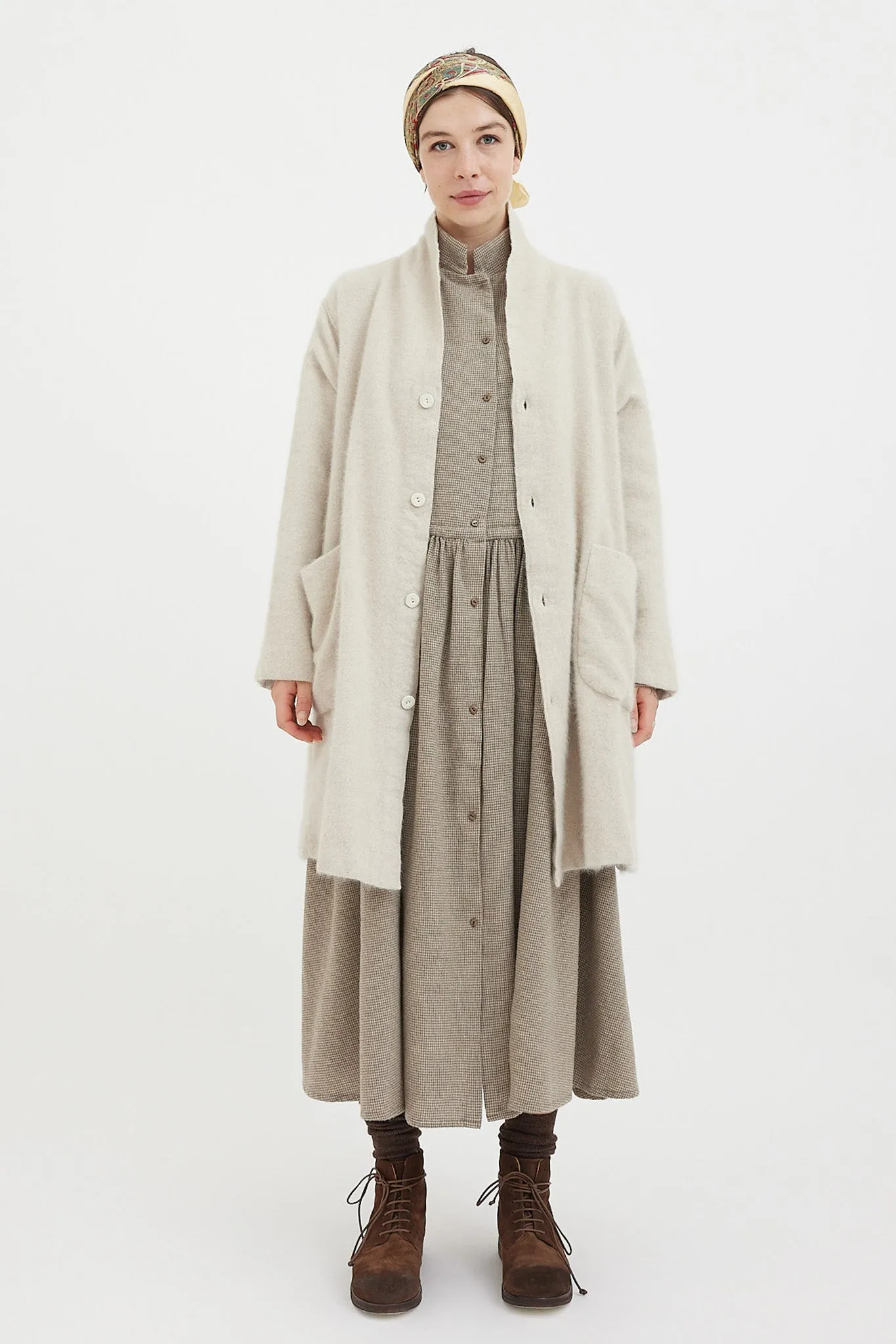 Kaval - Shawl Collar Coat - Raccoon Hand Woven