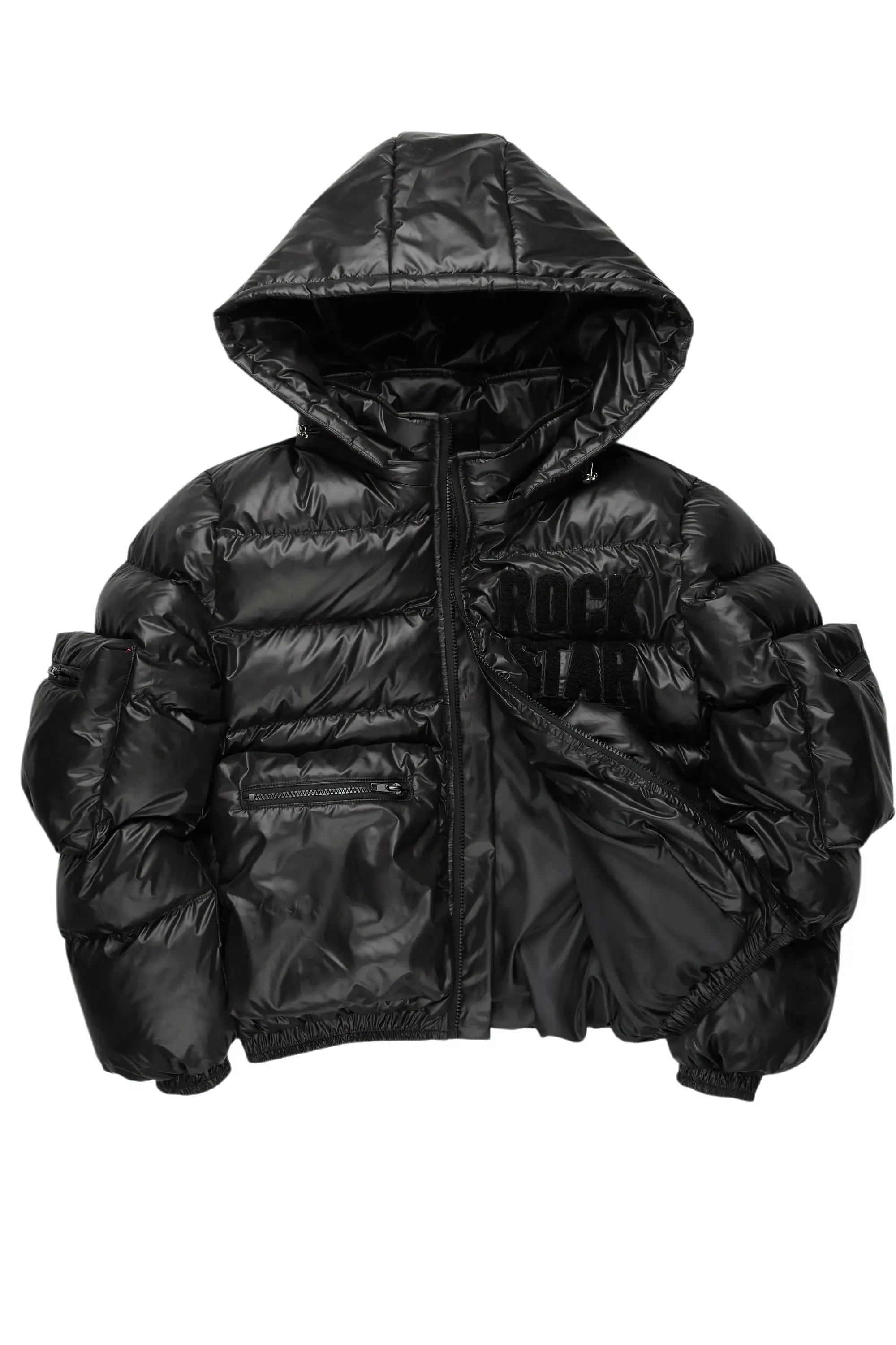 Keisha Black Cargo Puffer Jacket