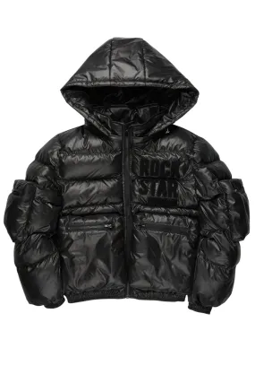 Keisha Black Cargo Puffer Jacket