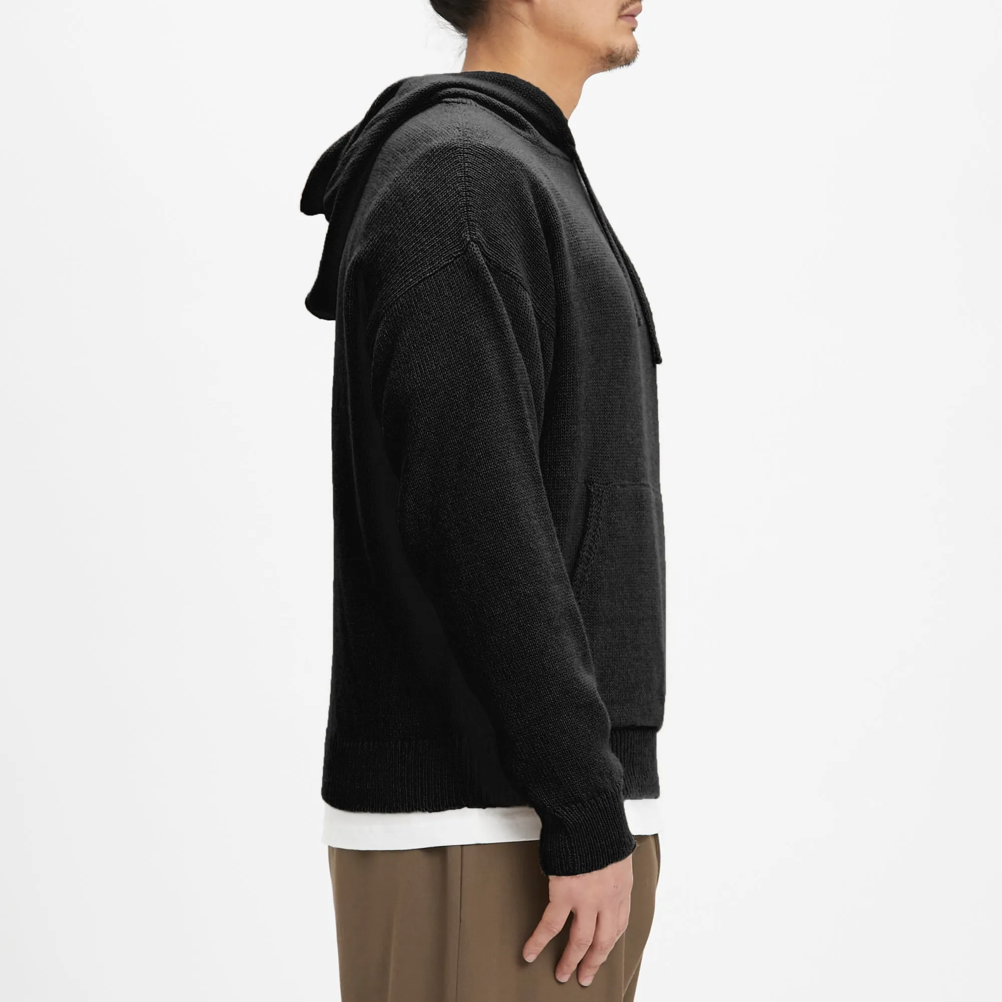 Knit Hoodie - Black Alpaca/Wool