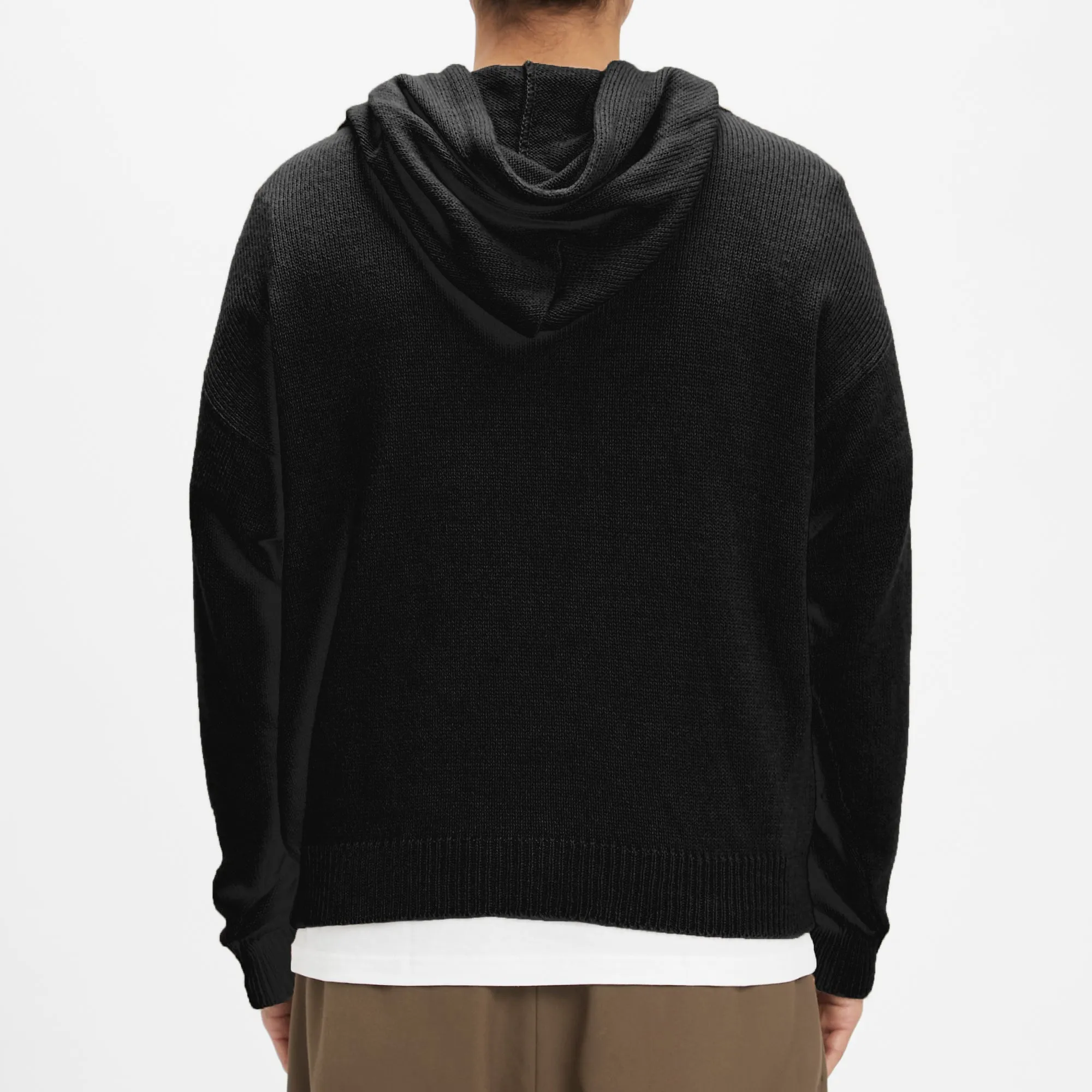 Knit Hoodie - Black Alpaca/Wool