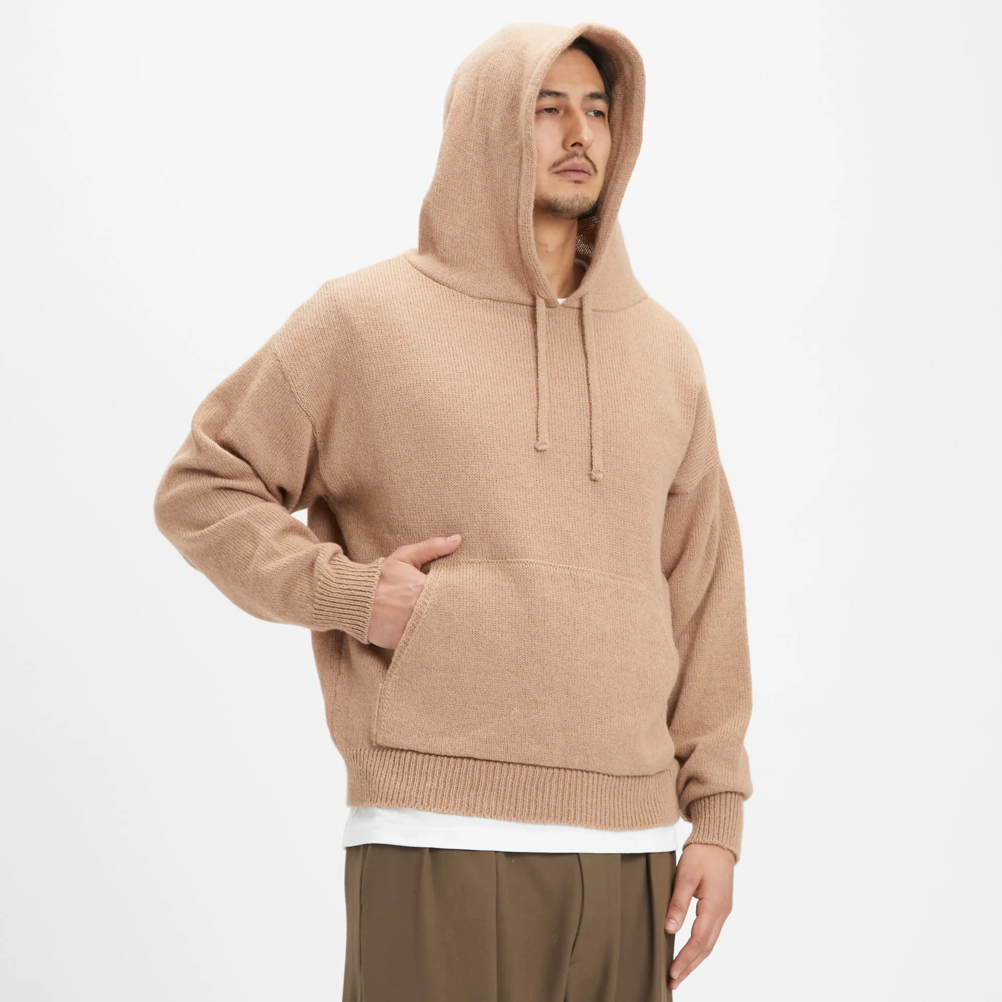 Knit Hoodie - Camel Alpaca/Wool