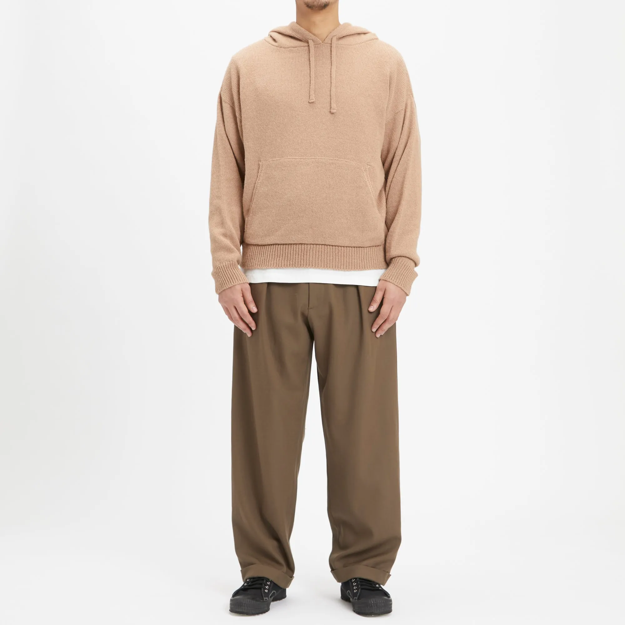 Knit Hoodie - Camel Alpaca/Wool