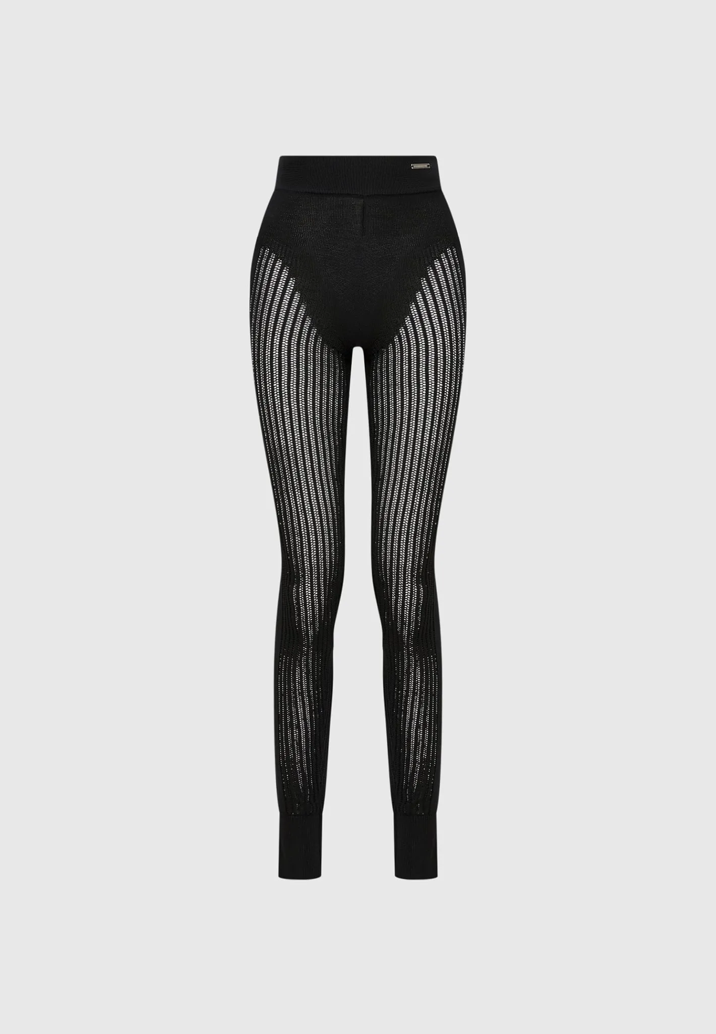 Knitted High Waisted Leggings - Black