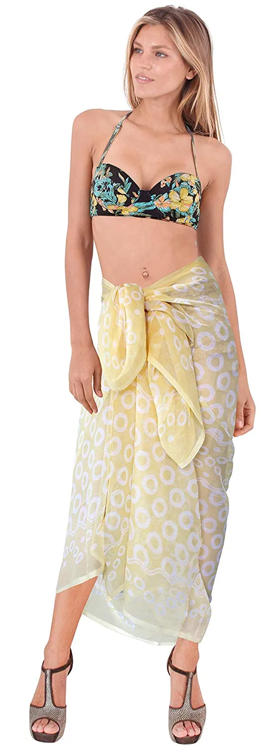 LA LEELA Women Beachwear Sarong Bikini Cover up Wrap Satin_Stripe ONE Size