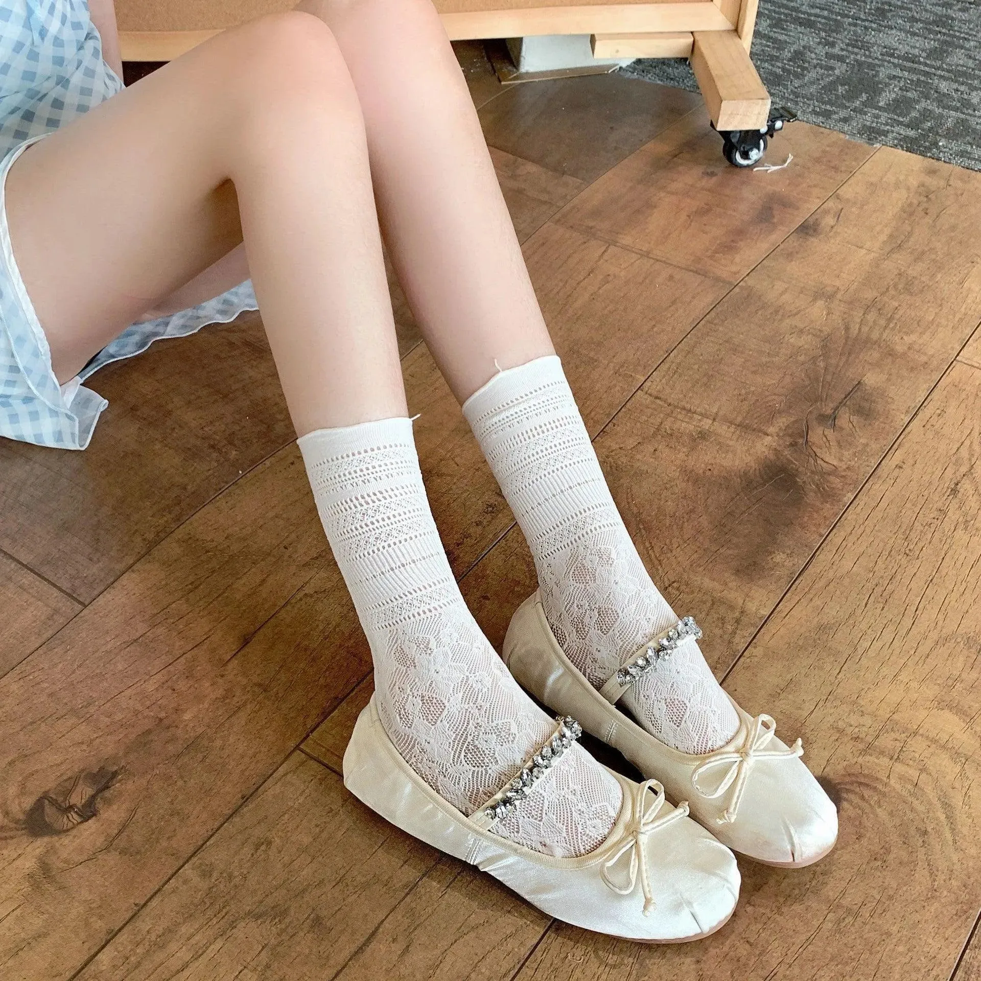 Lace Trim Mesh Lolita Fashion Crew Socks Adorable Japanese Fashion