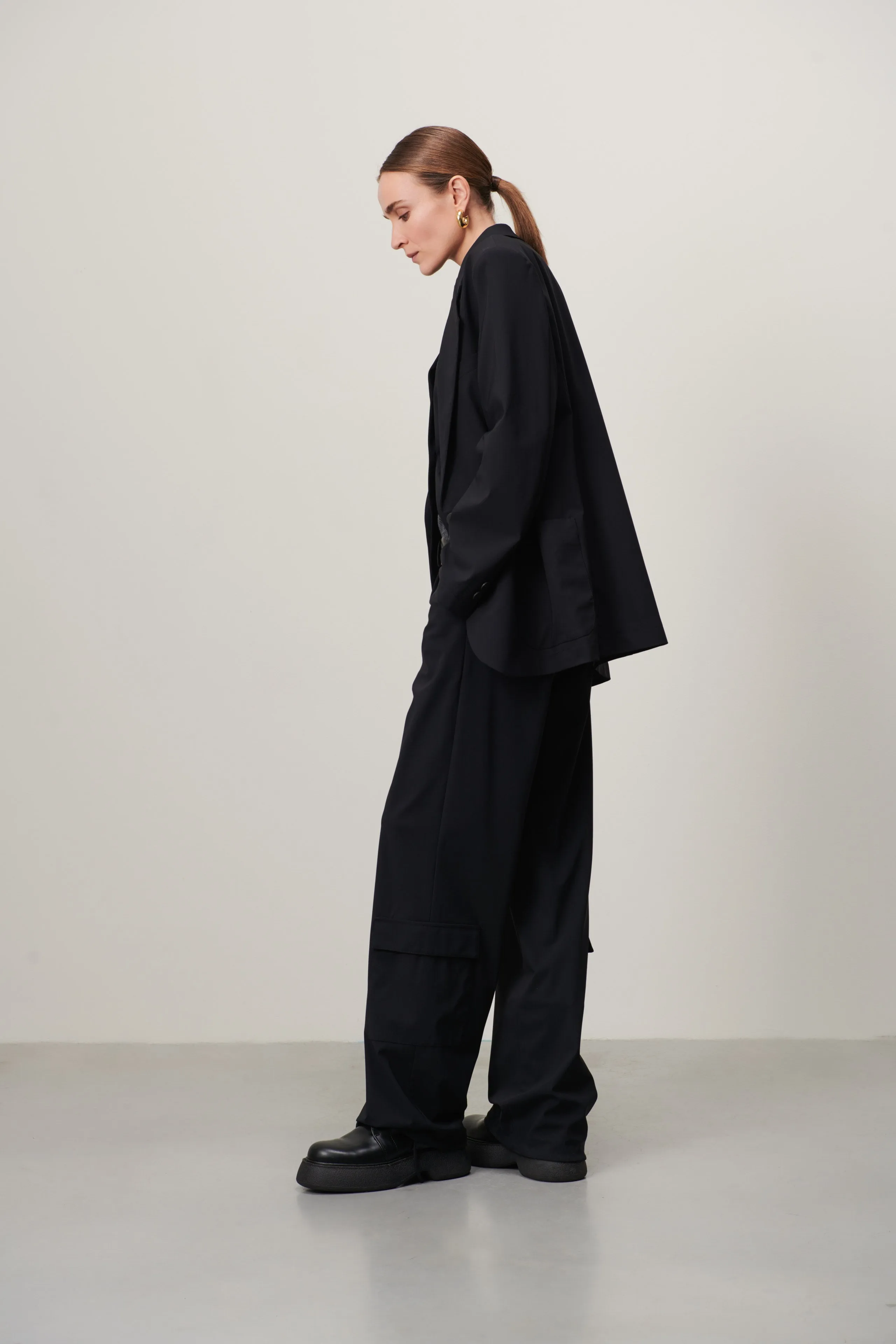 Lennard Oversize Blazer Technical Jersey | Black