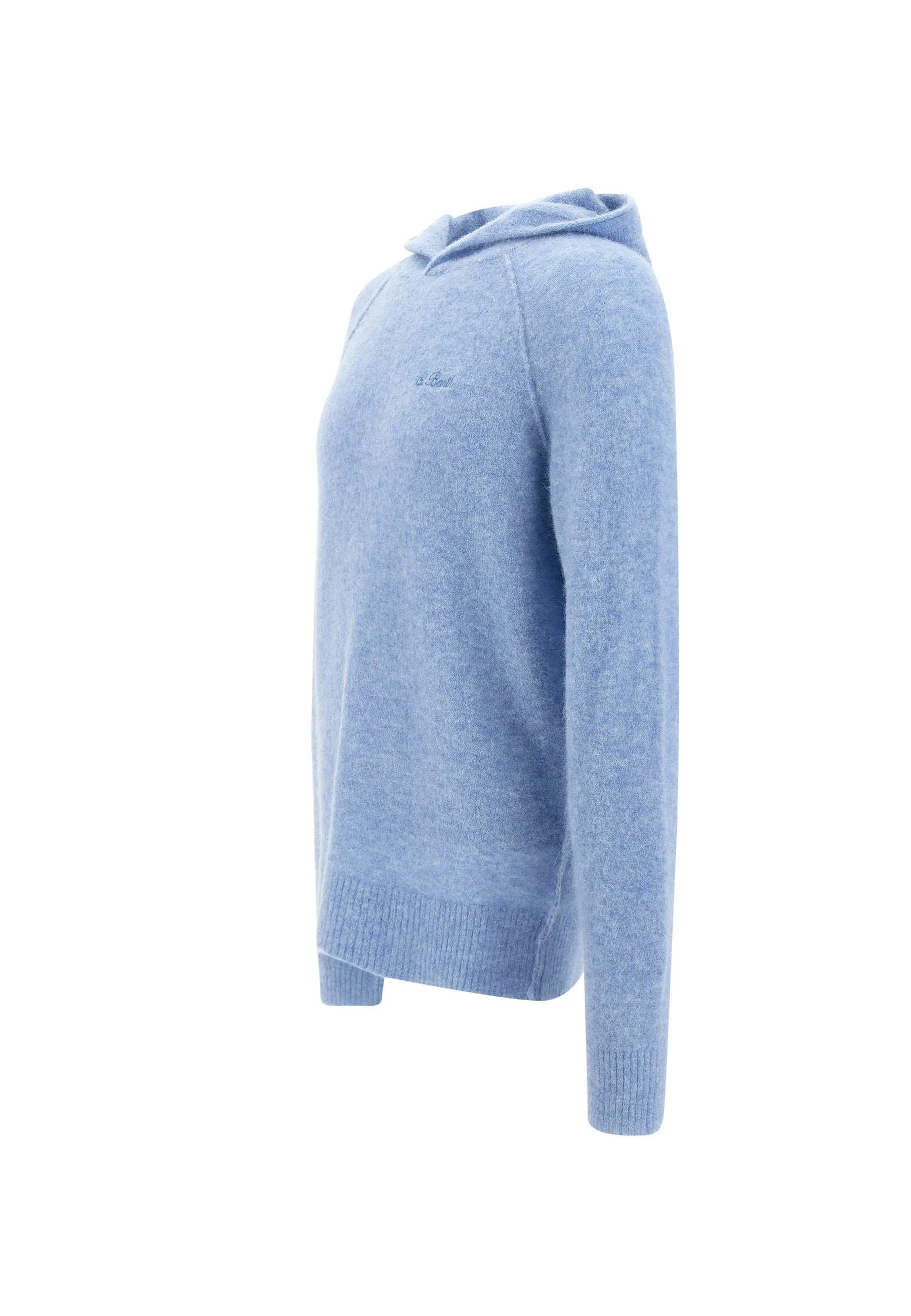 Light Blue Alpaca Blend Hoodie Sweater