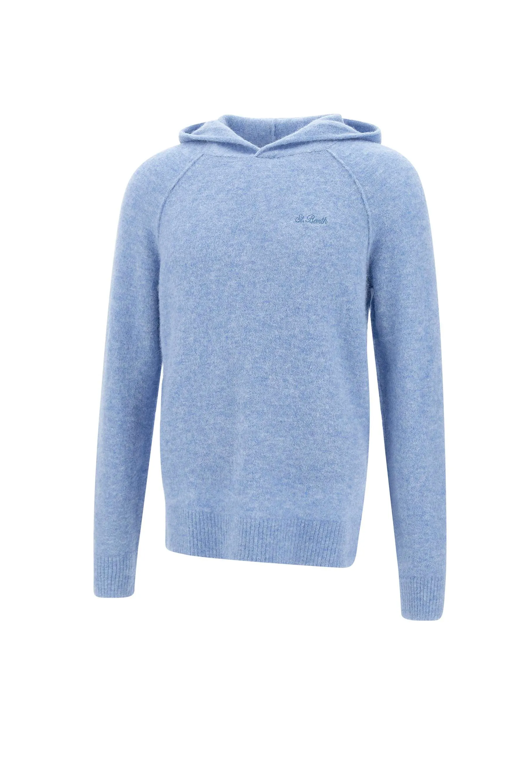 Light Blue Alpaca Blend Hoodie Sweater