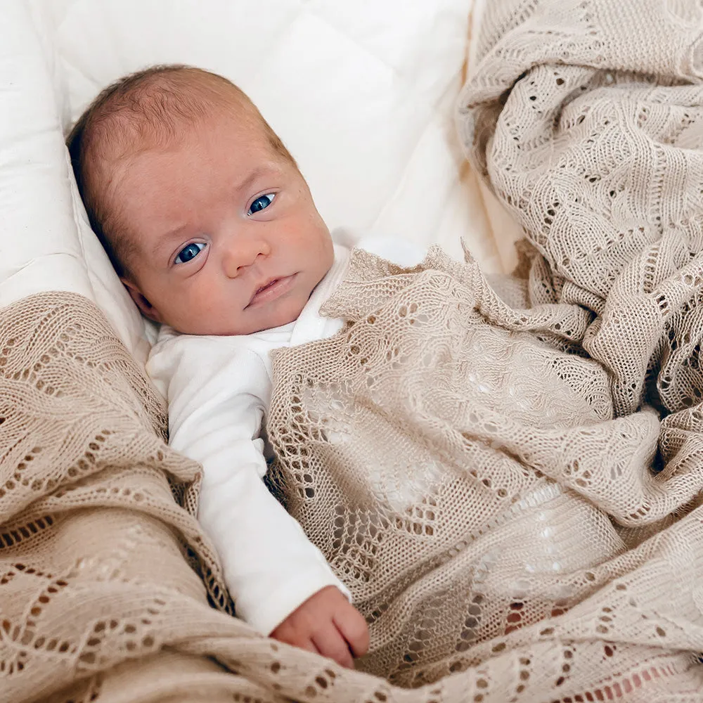 Lightweight Patchwork Baby Shawl - Porridge