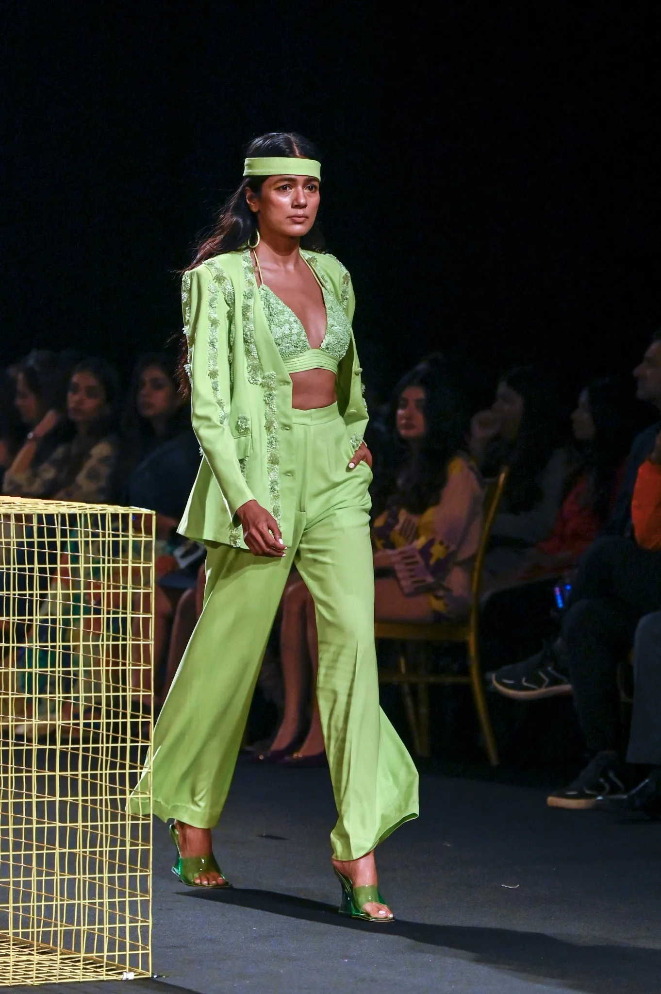 Lime Green Hand-Embroidered Blazer