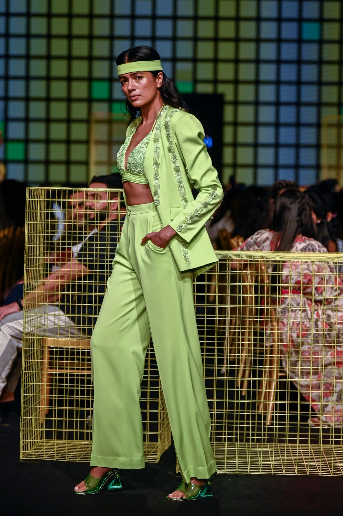 Lime Green Hand-Embroidered Blazer