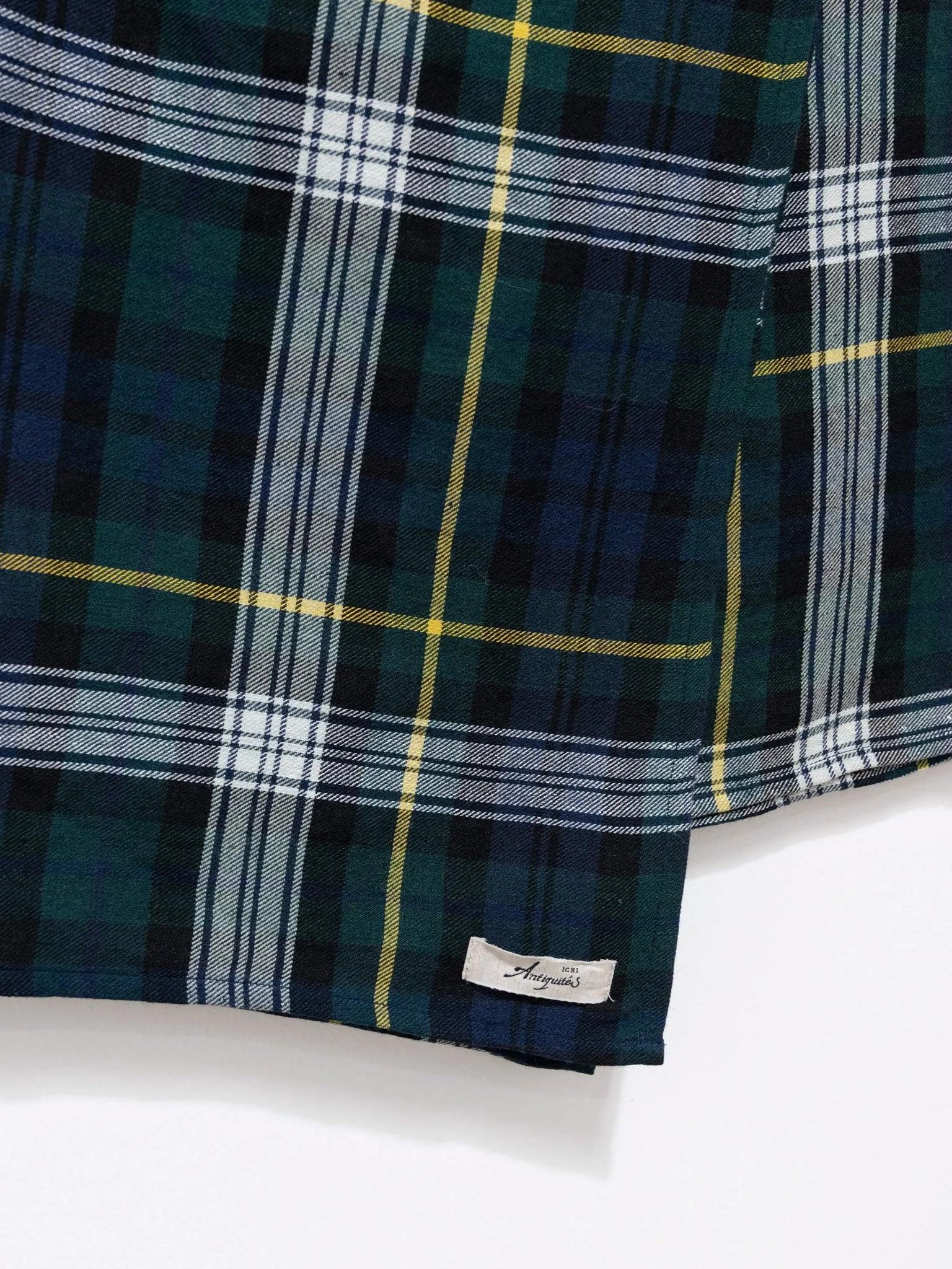 Linen Wool Tartan Stole - Navy