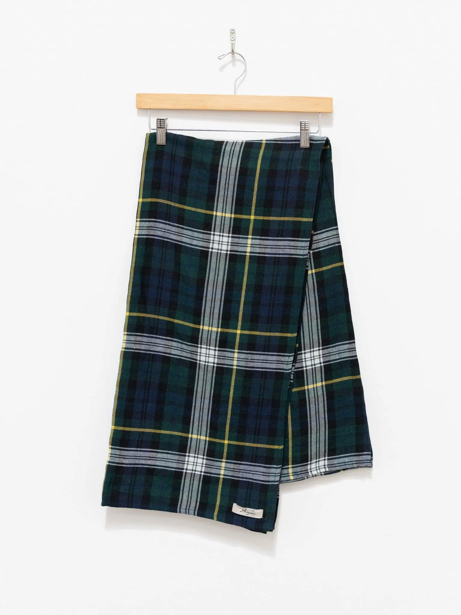 Linen Wool Tartan Stole - Navy