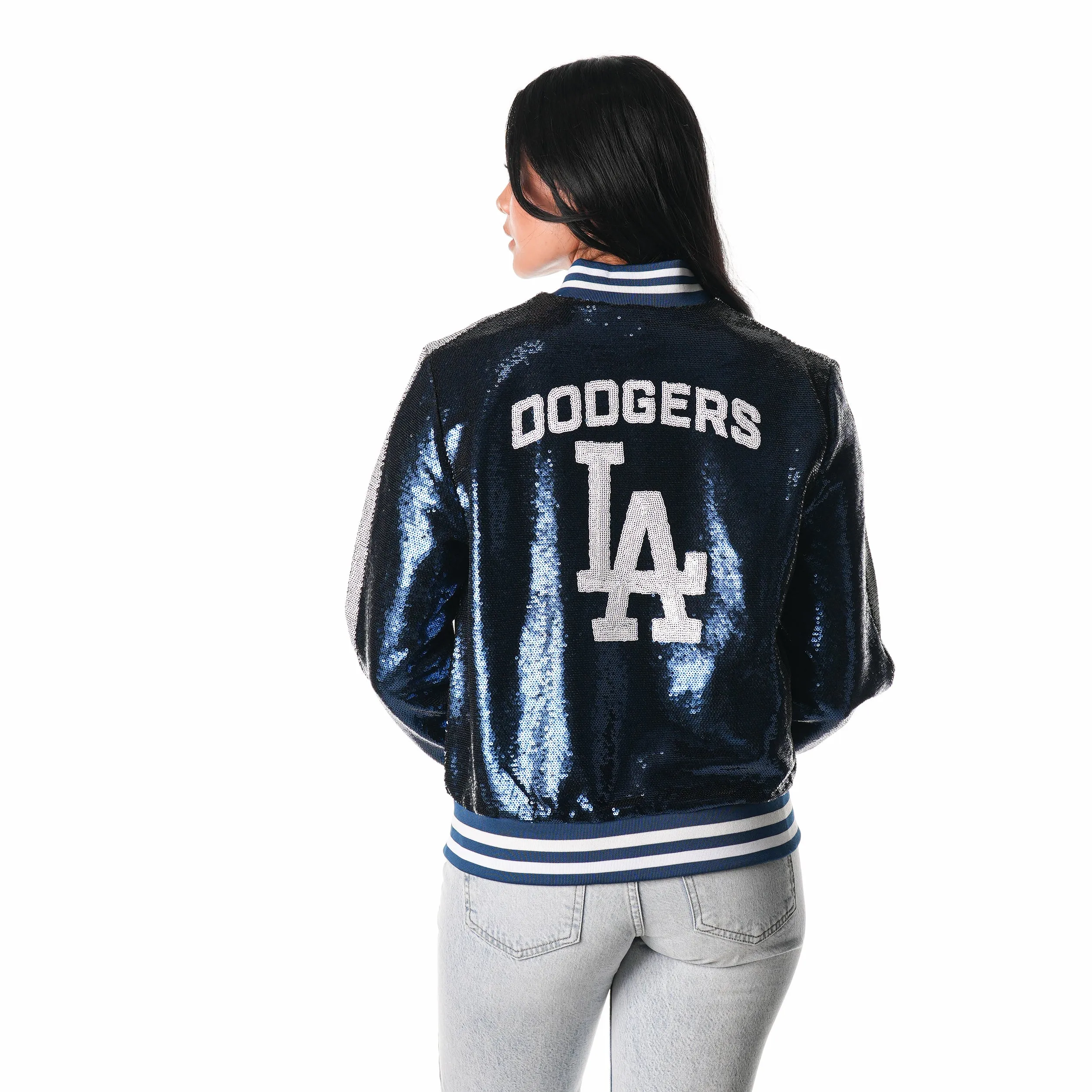 LOS ANGELES DODGERS SEQUIN BOMBER - BLUE