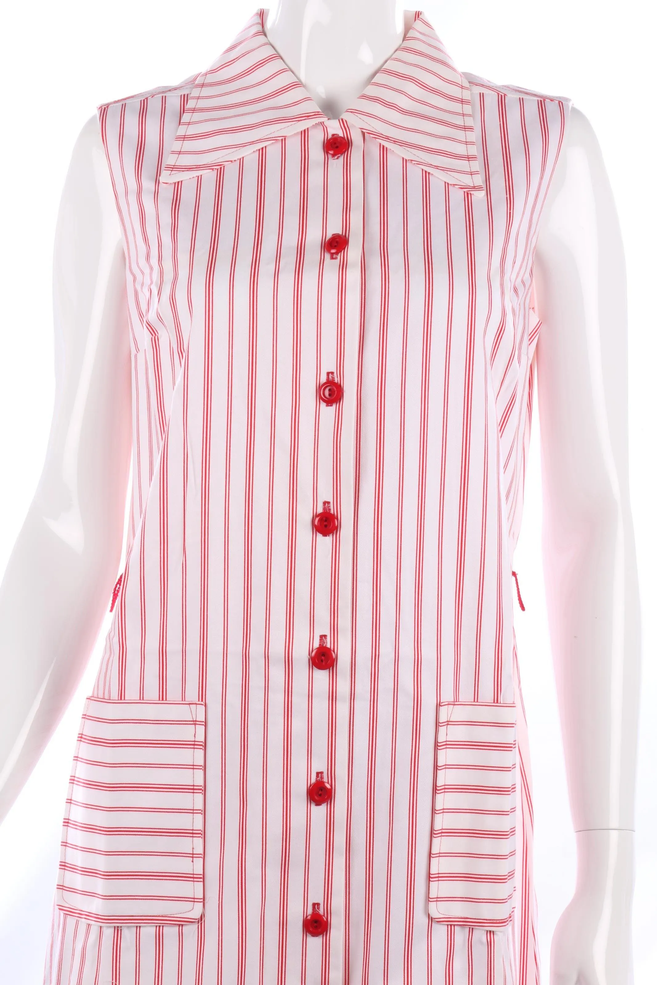 Lovely vintage red striped cotton 1970's summer dress