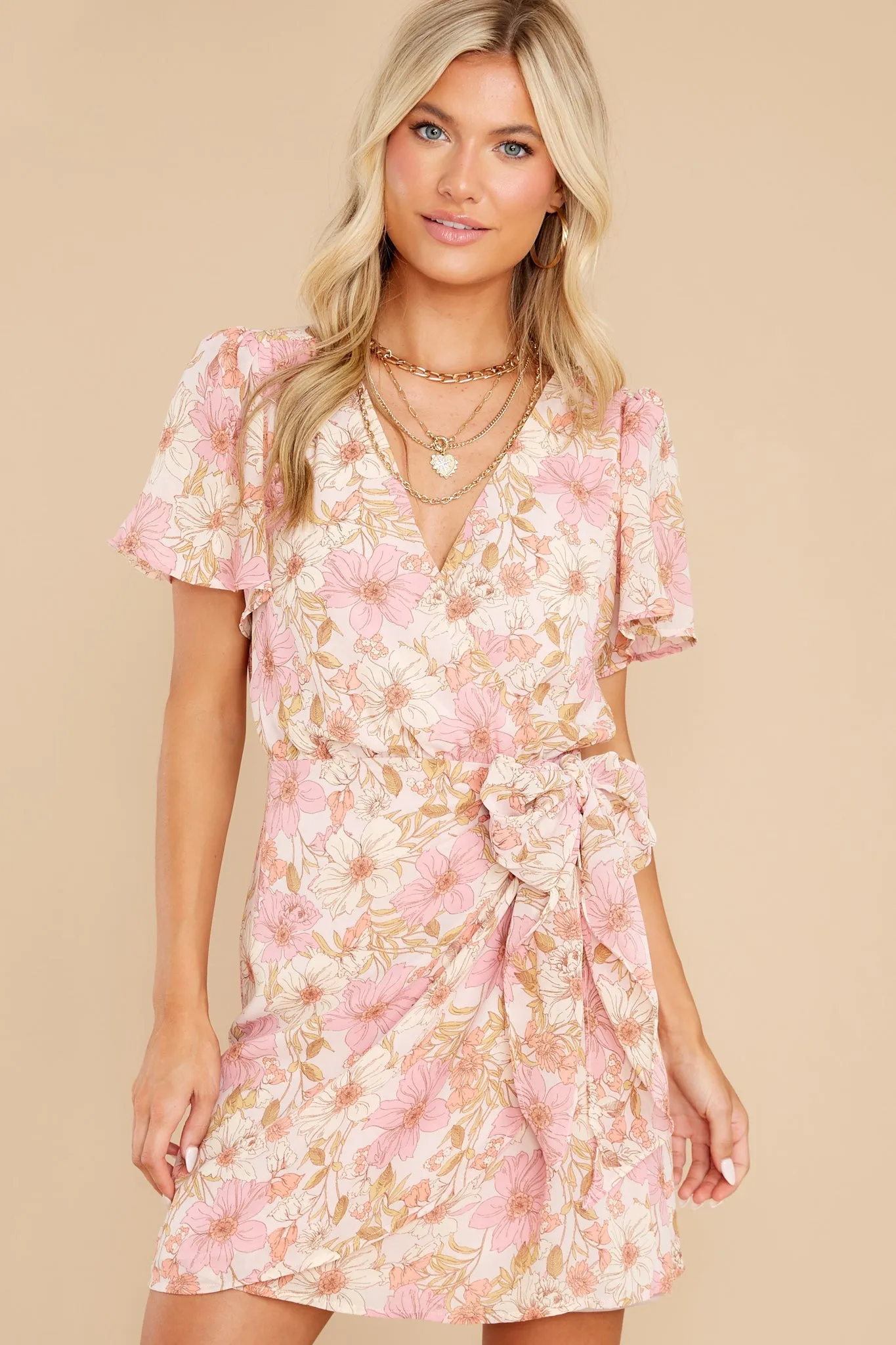 Loving Gestures Ivory Floral Print Dress