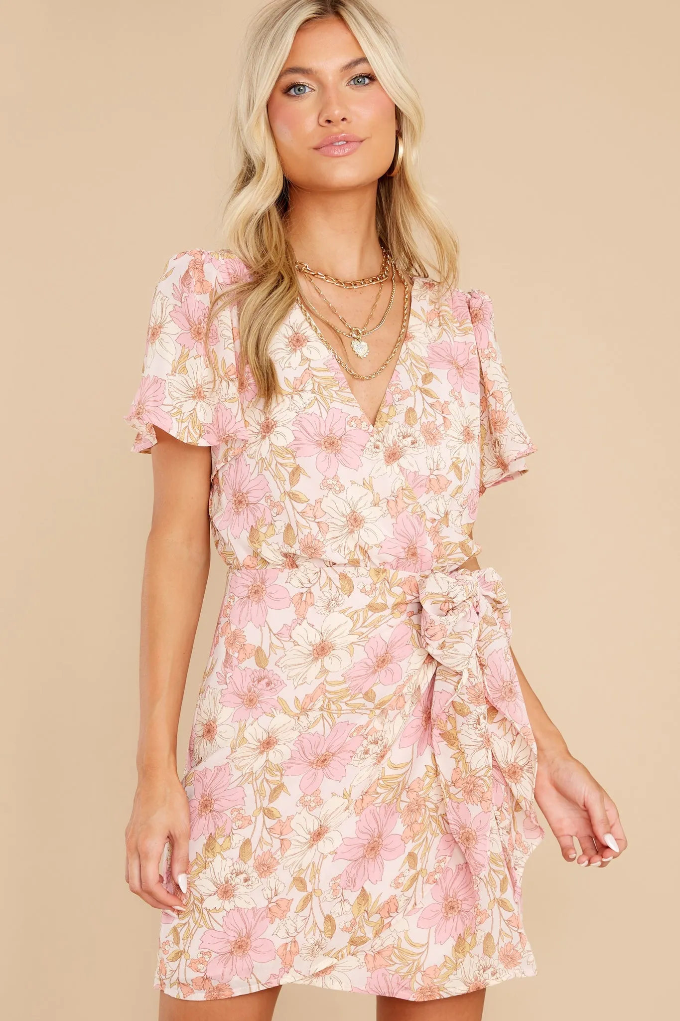 Loving Gestures Ivory Floral Print Dress