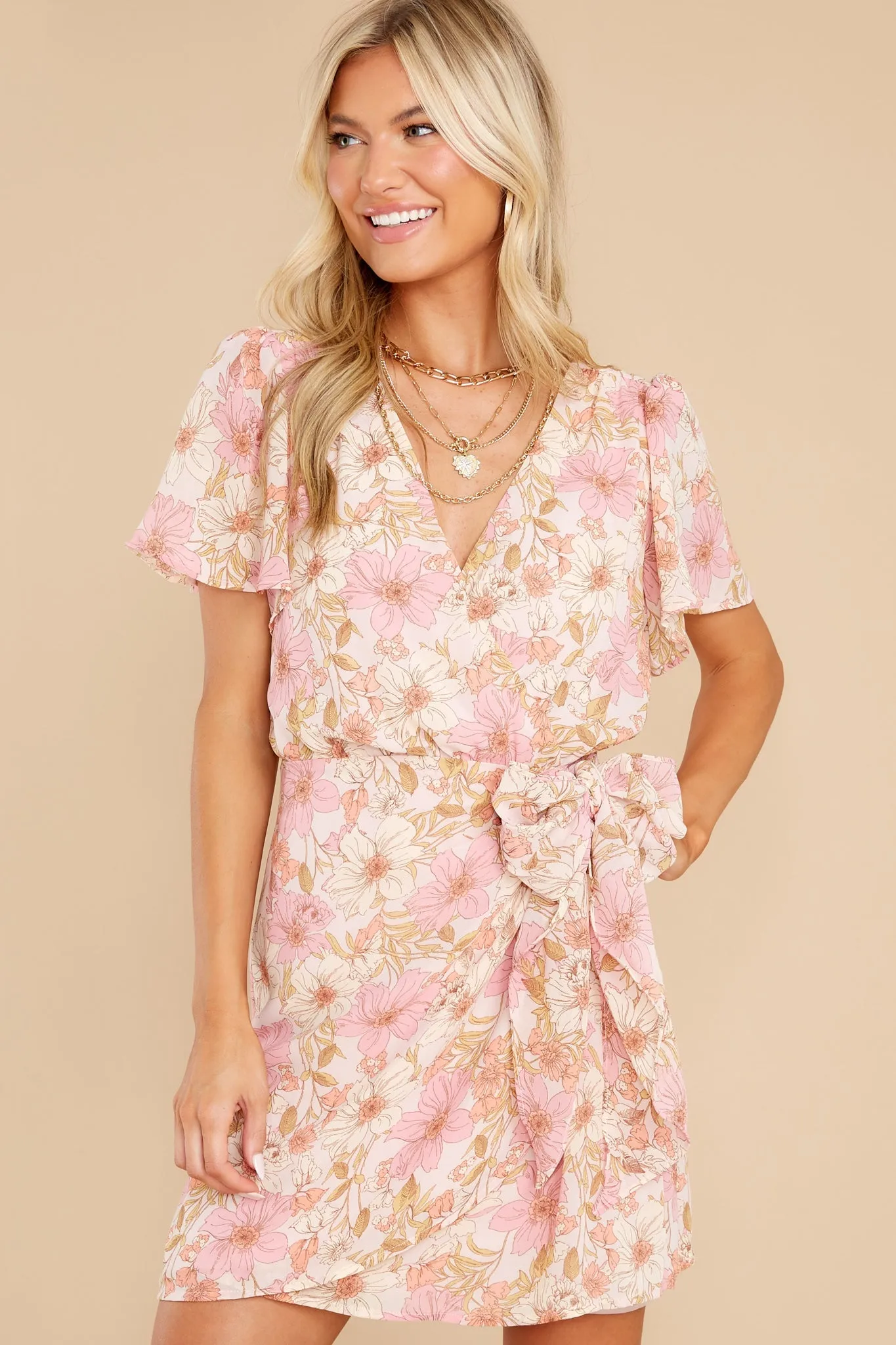 Loving Gestures Ivory Floral Print Dress