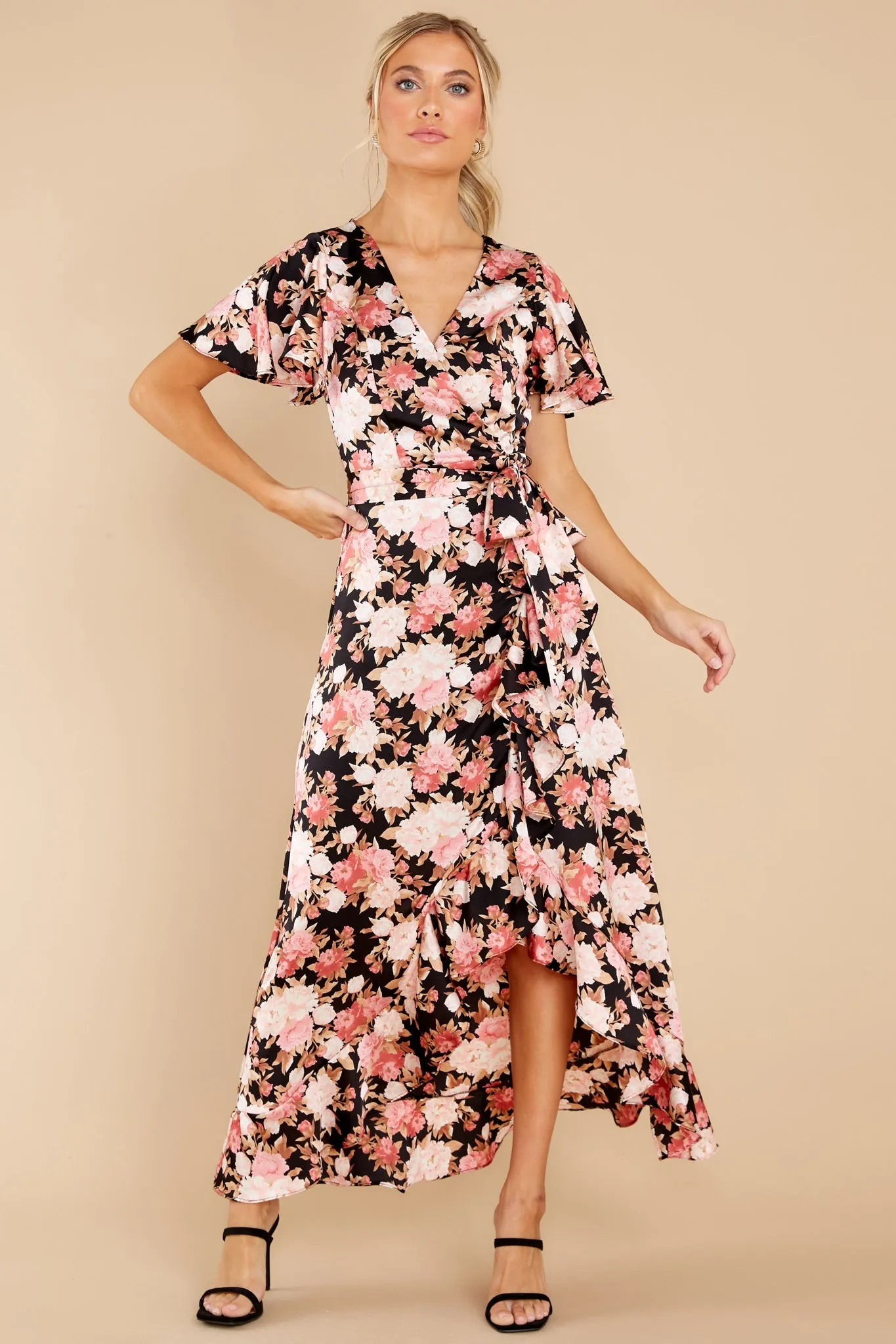 Lyrics Of Luxury Black Floral Print Maxi Dress