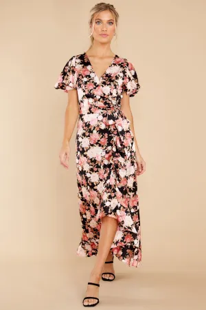 Lyrics Of Luxury Black Floral Print Maxi Dress