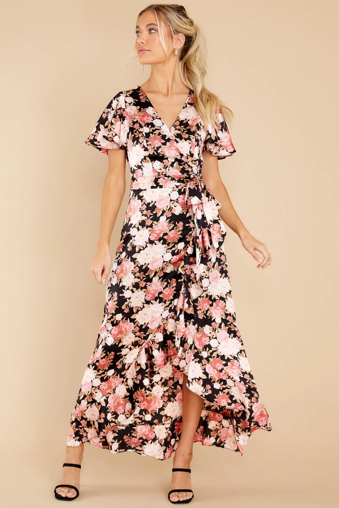 Lyrics Of Luxury Black Floral Print Maxi Dress