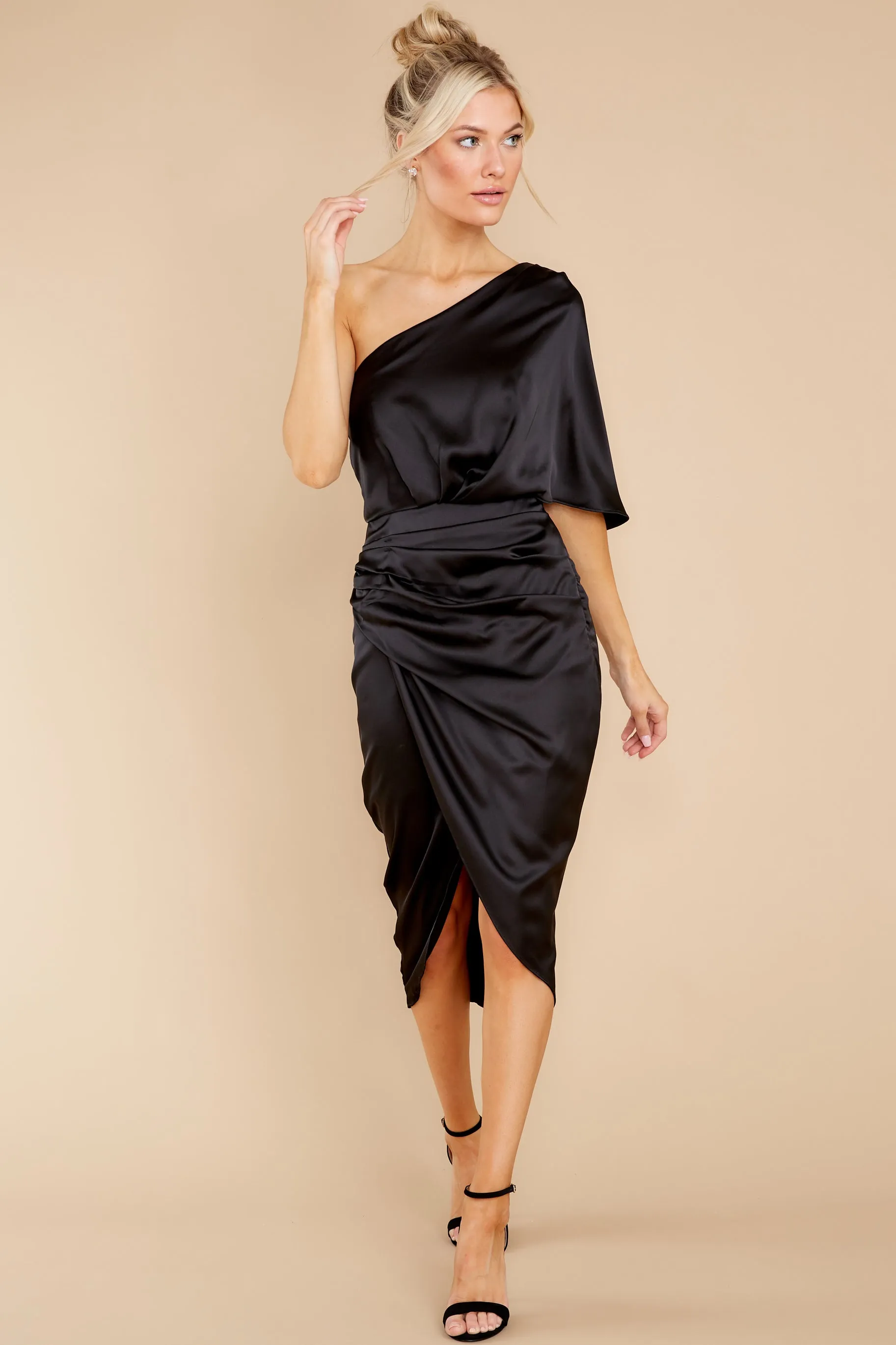 Make A Toast Black One Shoulder Dress