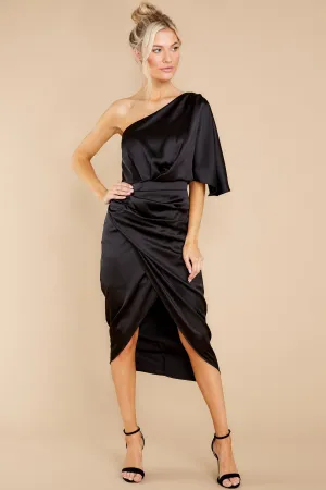 Make A Toast Black One Shoulder Dress