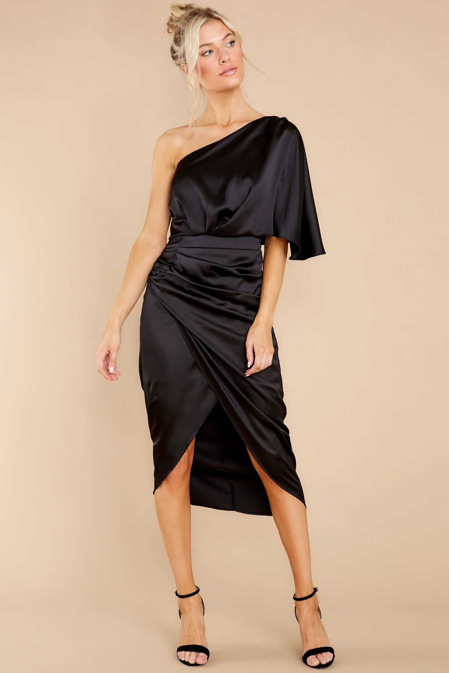 Make A Toast Black One Shoulder Dress