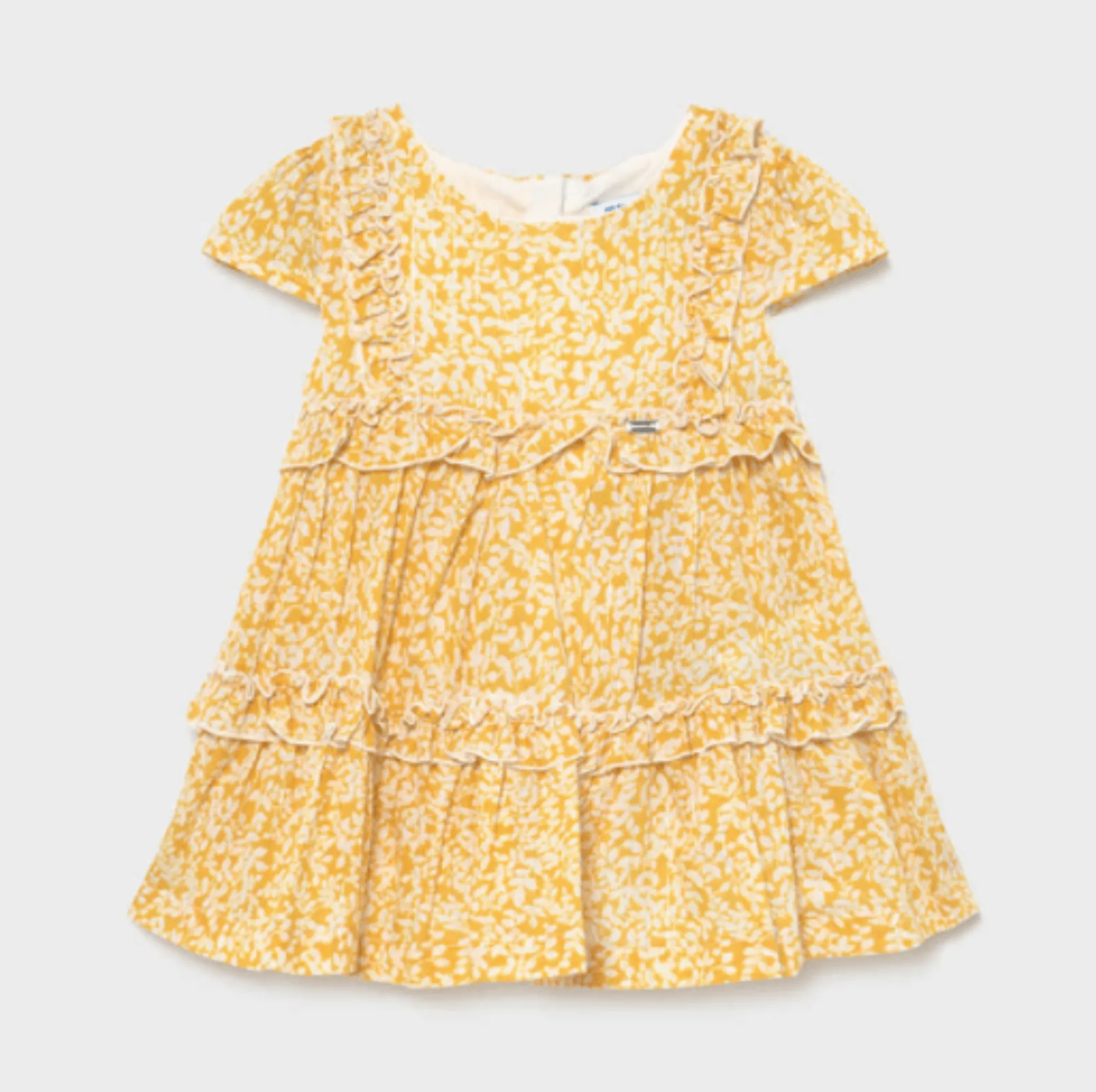 Mayoral Baby and Toddler Girls Mustard Voile Printed Dress