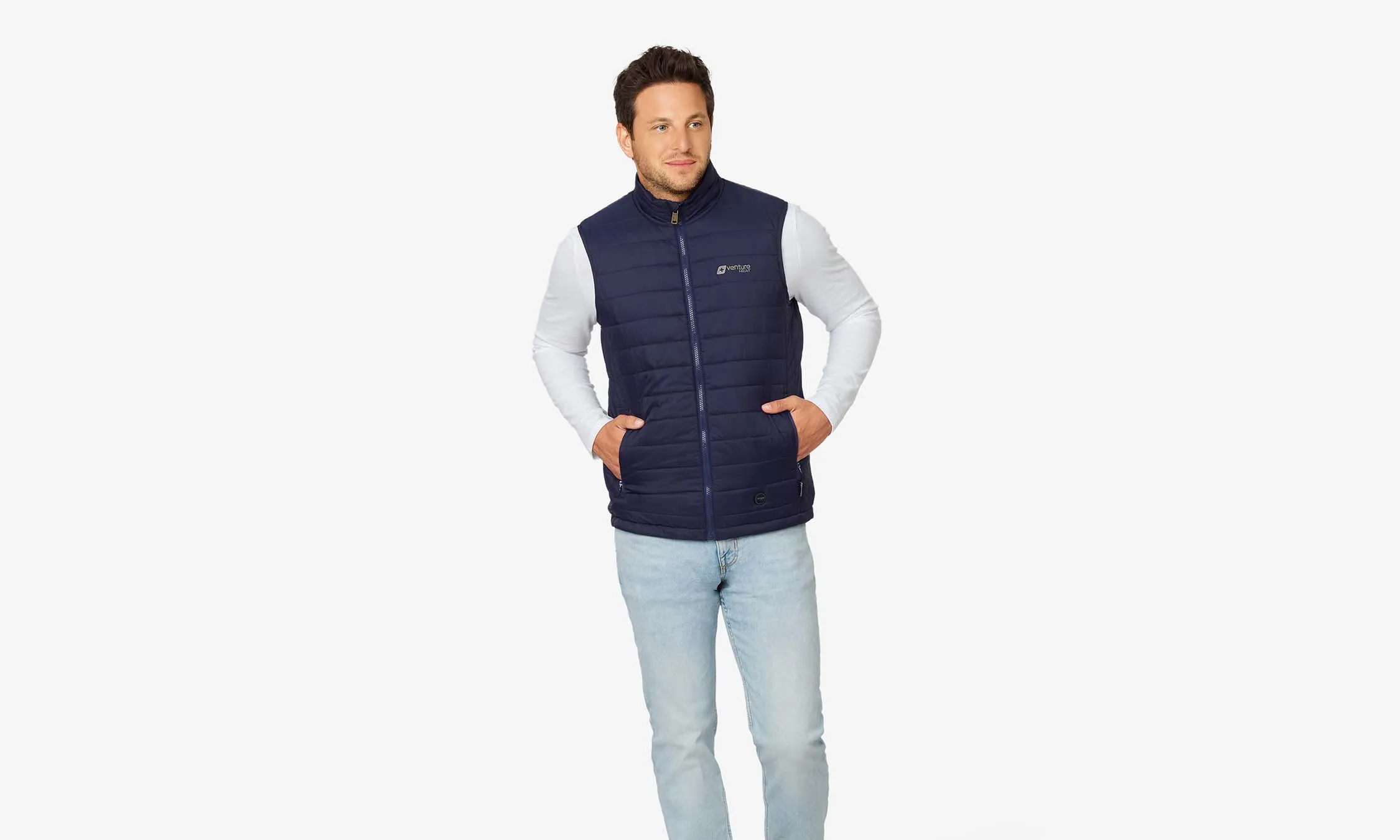 Men's 13W Heated Puffer Vest with HeatSync  - Navy