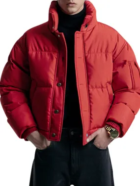 Men's Classic Red Winter Puffer Jacket