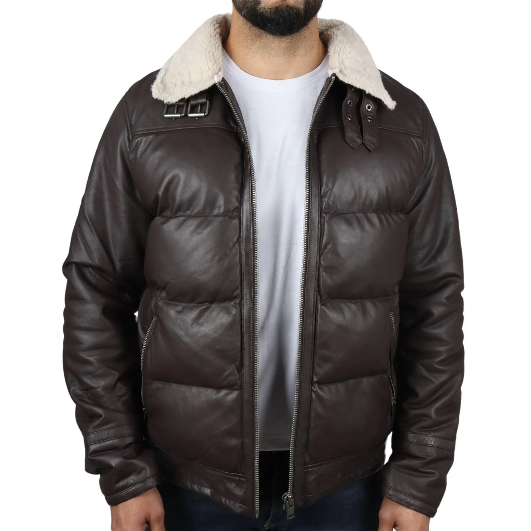 Men's Puffer Quilted Aviator Bomber Flying Fleece Lining Jacket