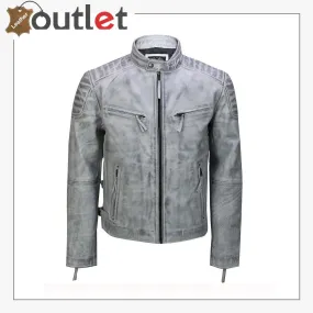 Mens Real Antique Leather Slim Fit Bomber Jacket