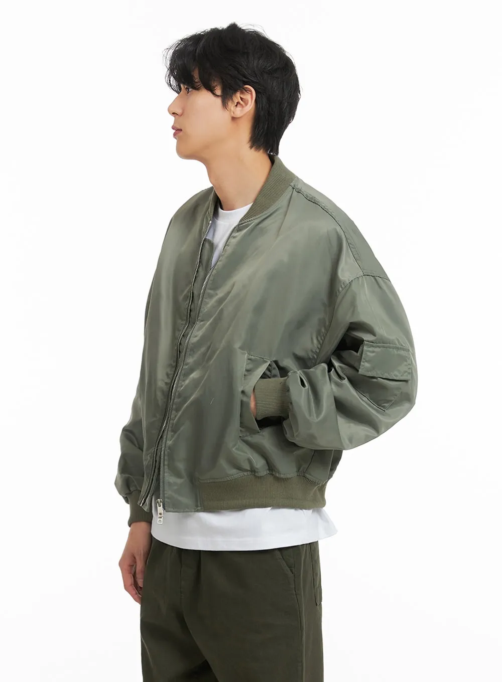 Men's Solid Bomber Jacket IA401