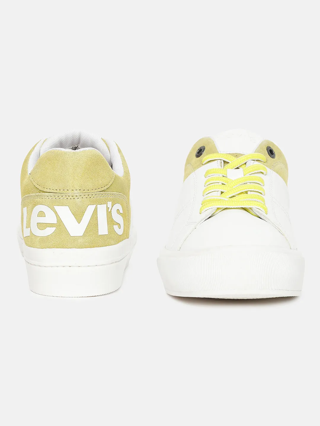 Men's White And Yellow Colorblock Shoes