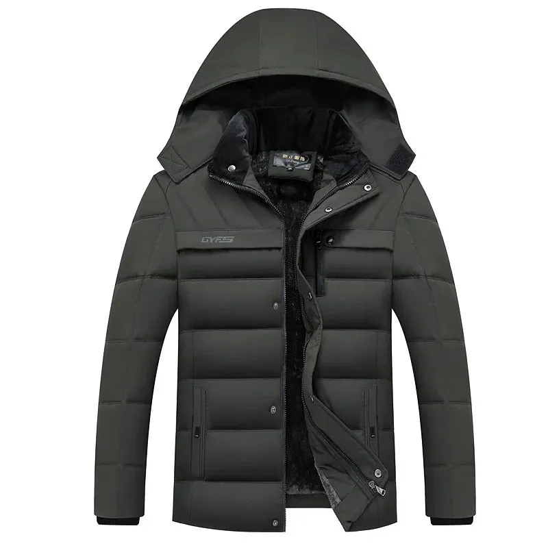 Men's Winter Jacket Fashion Hooded Winter Coat Men's Thick Warm  Windproof Gift For Father Husband Parka Large Size