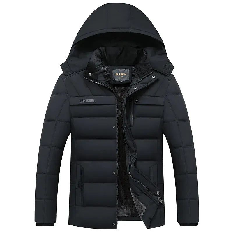 Men's Winter Jacket Fashion Hooded Winter Coat Men's Thick Warm  Windproof Gift For Father Husband Parka Large Size