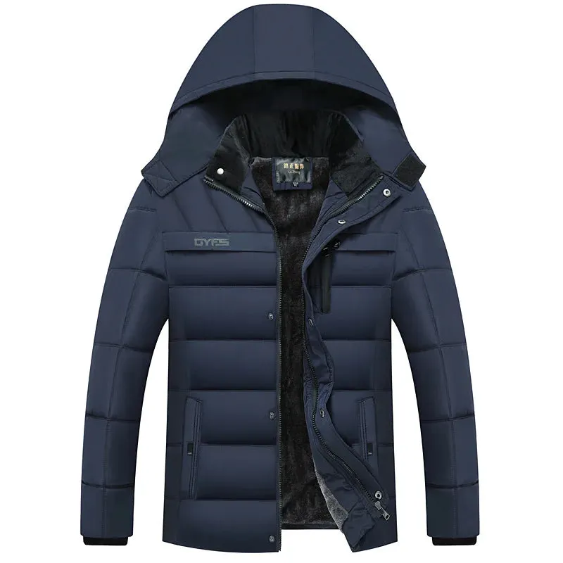 Men's Winter Jacket Fashion Hooded Winter Coat Men's Thick Warm  Windproof Gift For Father Husband Parka Large Size